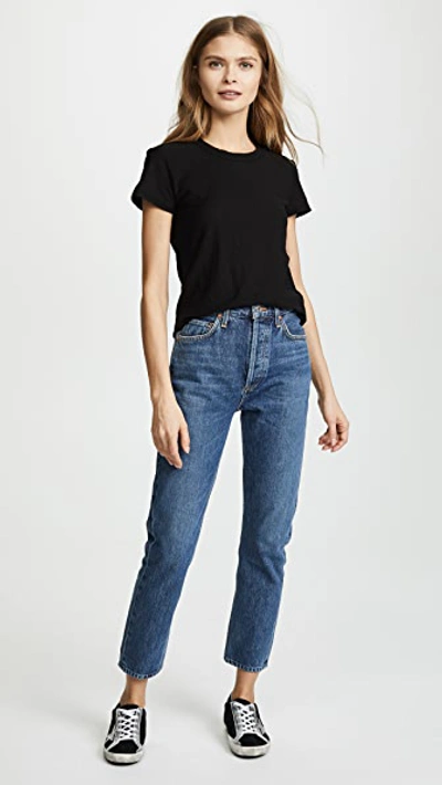 Shop James Perse Sheer Slub Crew Neck Tee Black