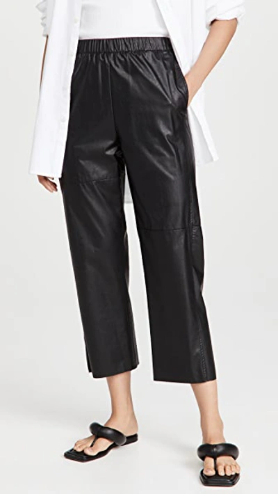 Shop Mm6 Maison Margiela Faux Leather Pants In Black