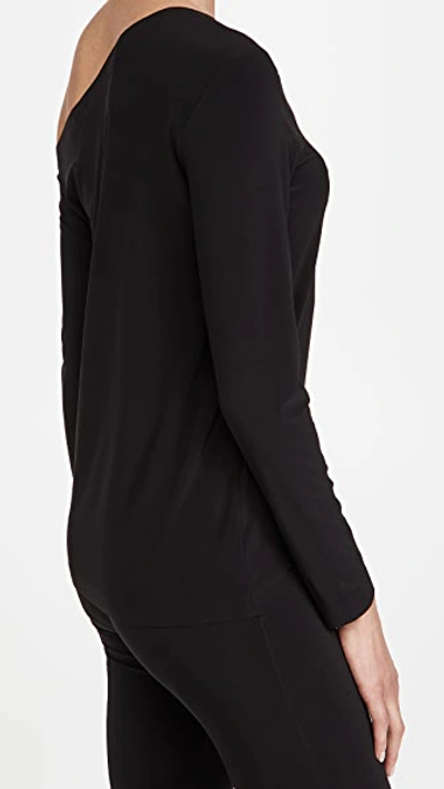 Norma Kamali Black Off-shoulder Top In Tech Fabric Stretch Woman