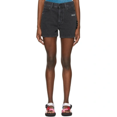 Shop Off-white Black Denim Shorts In Grey