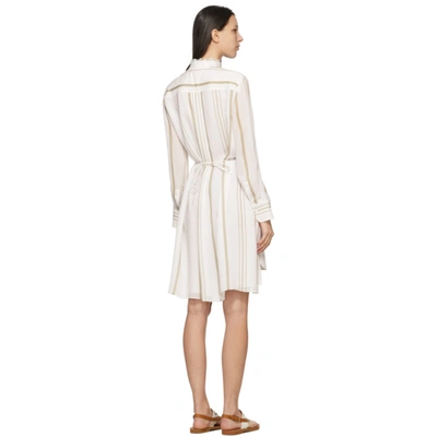 Shop Chloé White Cotton Striped Dress In 91e Whi/grn