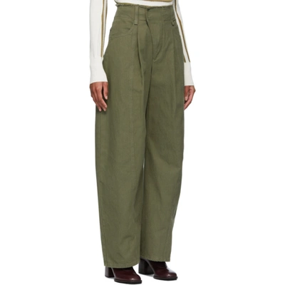 Shop Chloé Green Wide-leg Trousers In 3e4 Grape Leaf