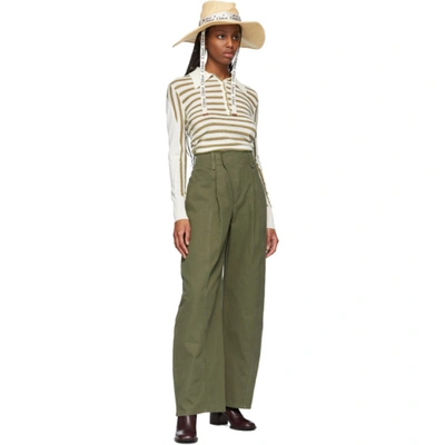 Shop Chloé Green Wide-leg Trousers In 3e4 Grape Leaf