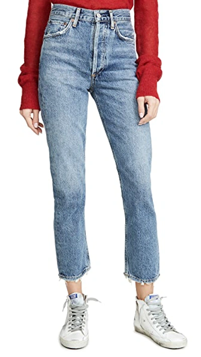 Shop Agolde Riley High Rise Straight Crop Jeans Frequency