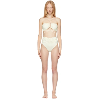 Shop Magda Butrym Off-white Crossed Wrap Bikini Top In Cream