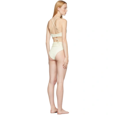 Shop Magda Butrym Off-white Crossed Wrap Bikini Top In Cream