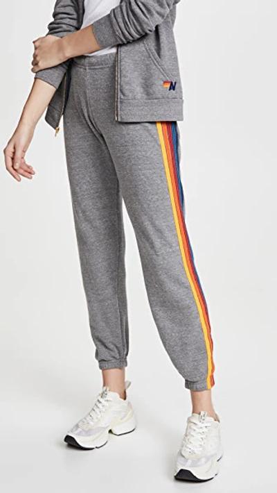 Aviator Nation 5 Stripe Sweatpants In Heather Grey