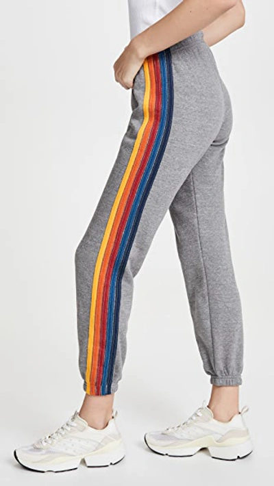 Aviator Nation 5 Stripe Sweatpants In Heather Grey