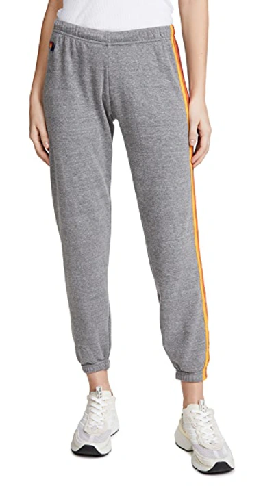 Aviator Nation 5 Stripe Sweatpants In Heather Grey