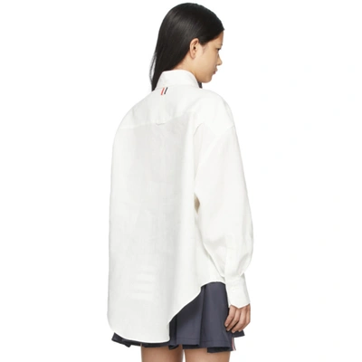 Shop Thom Browne White Linen Supersized 4-bar Shirt In 100 White