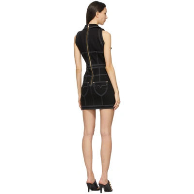 Shop Balmain Black Denim Short Dress In 0pa Black