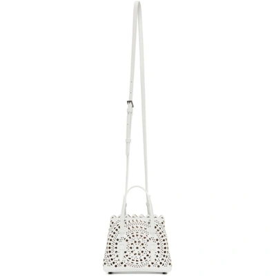 Shop Alaïa White Micro Mina 16 Top Handle Bag In 010 Optic White