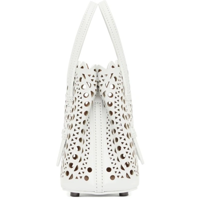 Shop Alaïa White Micro Mina 16 Top Handle Bag In 010 Optic White