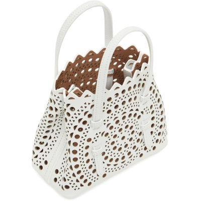Shop Alaïa White Micro Mina 16 Top Handle Bag In 010 Optic White