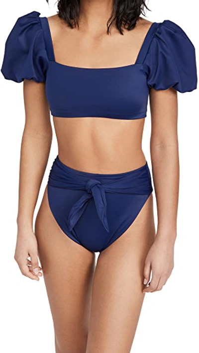 Shop Agua Bendita Calista Proa Bikini Top In Navy