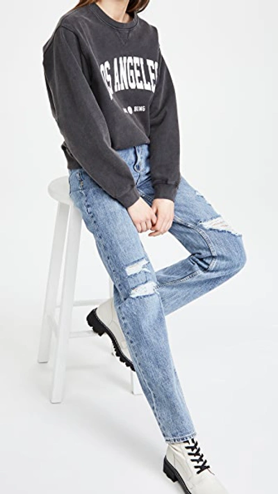 Anine Bing Ramona Sweatshirt University Paris In Washed Black In Washed Black