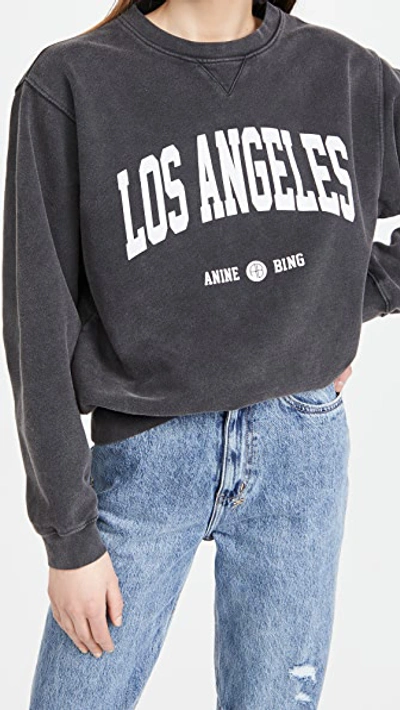 Anine Bing Ramona Sweatshirt University Paris In Washed Black In Washed Black