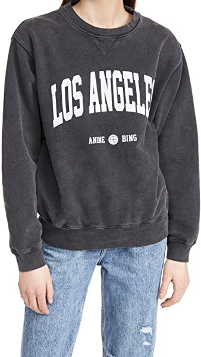 Anine Bing Ramona Sweatshirt University Paris In Washed Black In Washed Black