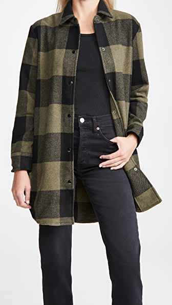bb dakota eldridge plaid coat sage