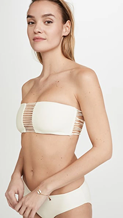 Shop Mikoh Sunset Bandeau Bikini Top In Bone