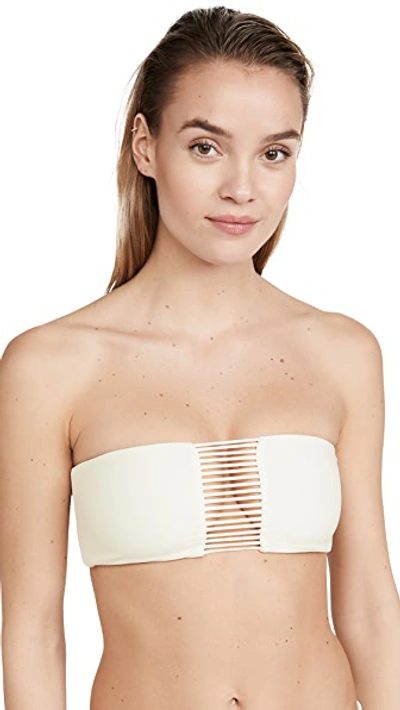 Shop Mikoh Sunset Bandeau Bikini Top In Bone