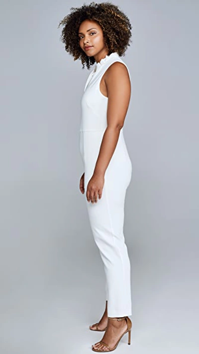 Black Halo Sleeveless Halter V-neck Jumpsuit In Porcelain