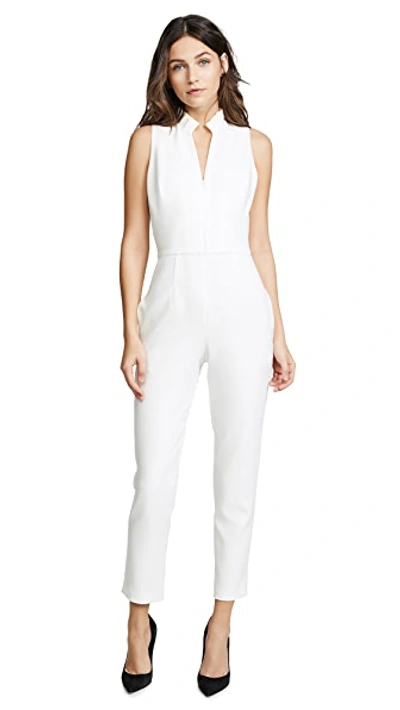 Black Halo Sleeveless Halter V-neck Jumpsuit In Porcelain
