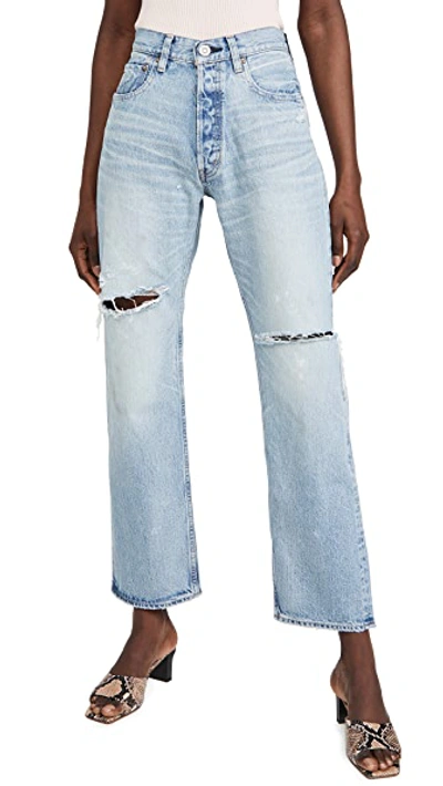 Shop Moussy Vintage Mv Teaneck Wide Straight Jeans In L/blu