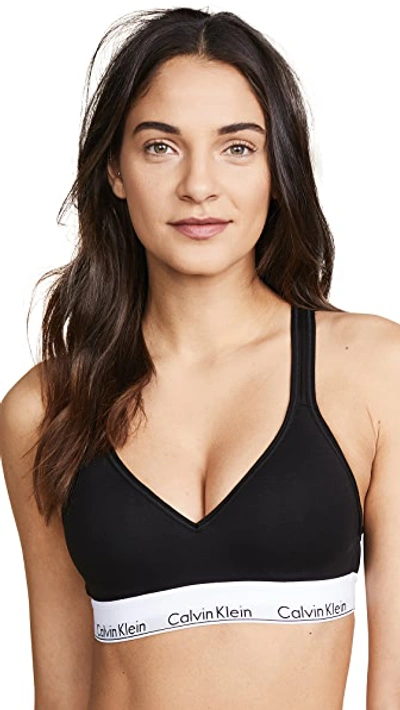 Shop Calvin Klein Underwear Modern Cotton Lightly Lined Bralette Black