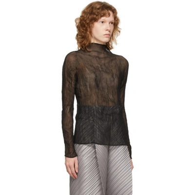 Shop Issey Miyake Black Chiffon Twist Blouse In 15-black