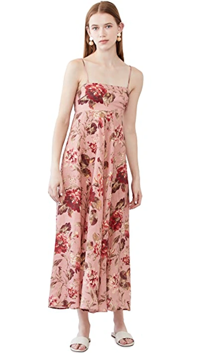 Shop Zimmermann Cassia Bandeau Midi Dress In Musk Floral
