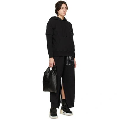Shop Mm6 Maison Margiela Ssense Exclusive Black Split Leg Logo Lounge Pants In 900 Black