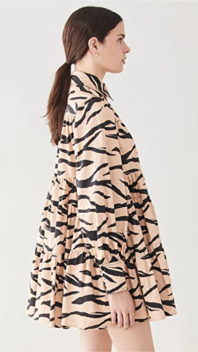 Shop Aje Nouveau Smock Dress In Caramel Zebra