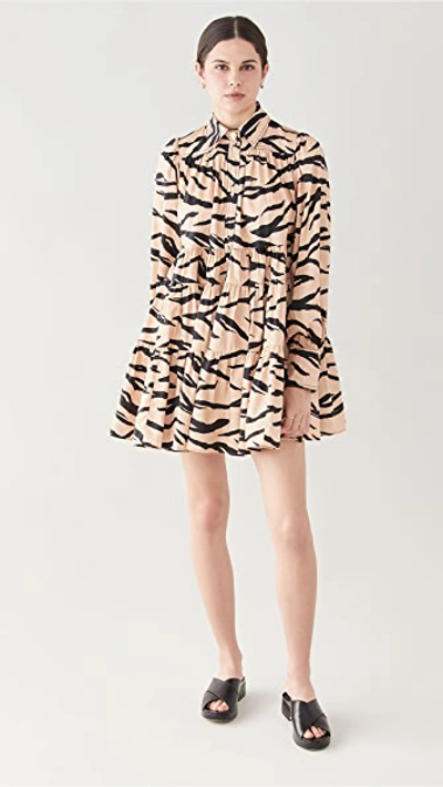 Shop Aje Nouveau Smock Dress In Caramel Zebra