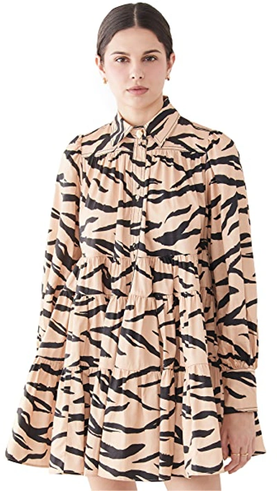 Shop Aje Nouveau Smock Dress In Caramel Zebra