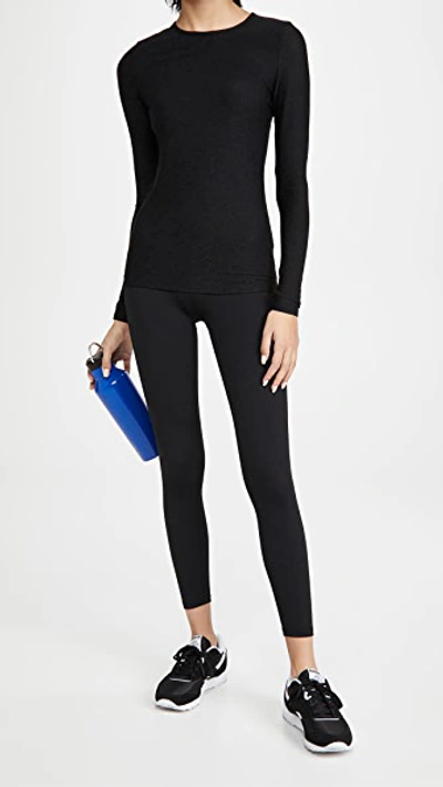 Beyond Yoga Featherweight Classic Crew Pullover Top In Darkest Night