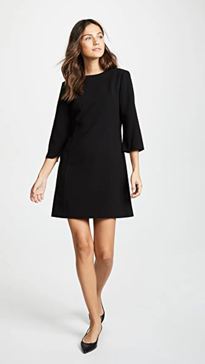Shop Alice And Olivia Gem 3/4 Sleeve Shift Dress In Black