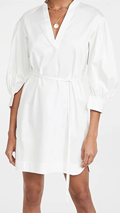 Shop Rebecca Taylor 3/4 Sleeve Belted Dress In Snow