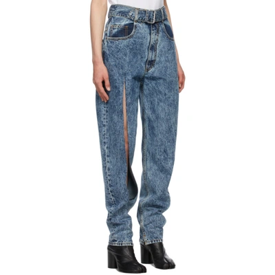 Shop Maison Margiela Blue Belted Jeans In 963 Blue De