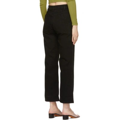 Shop Eckhaus Latta Black Wide Leg Jeans In Almost Blac