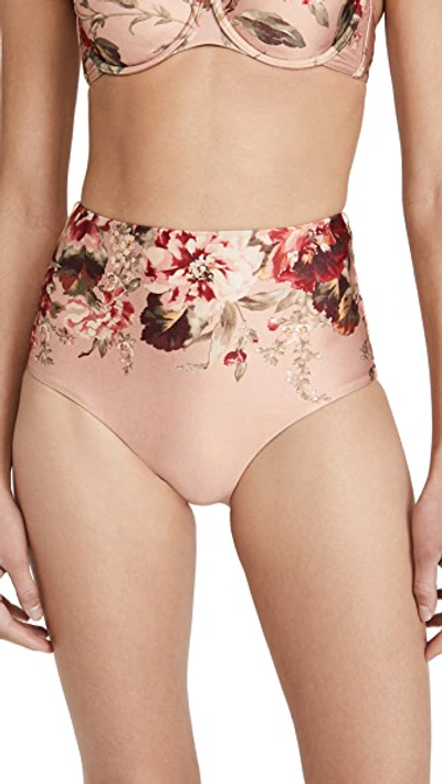 Shop Zimmermann Cassia High Waisted Bikini Bottoms In Musk Floral