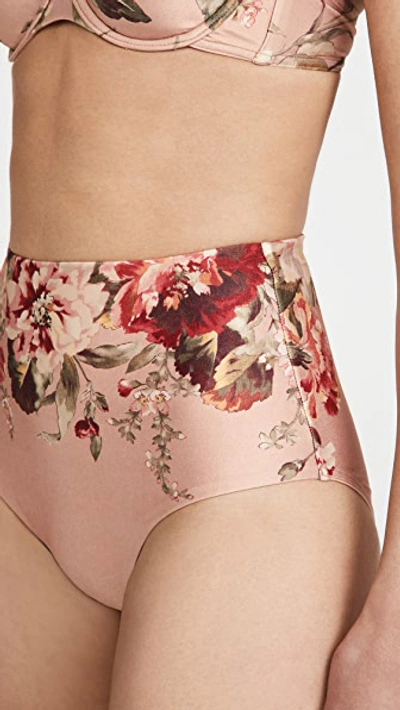 Shop Zimmermann Cassia High Waisted Bikini Bottoms In Musk Floral