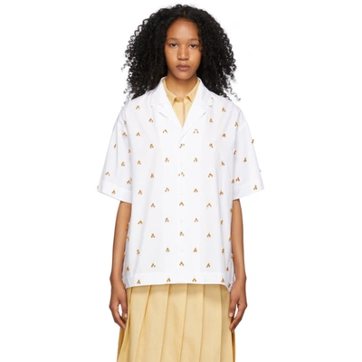 Shop Jacquemus White 'la Chemise Jean' Short Sleeve Shirt In White Embroidered