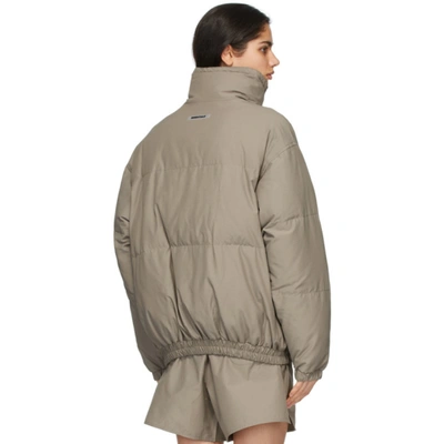 Shop Essentials Khaki Nylon Puffer Jacket In Moonstruck