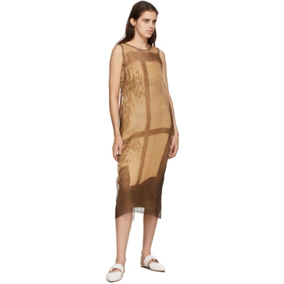 Shop Fendi Brown & Beige Silk Tank Dress In F1d3f Print