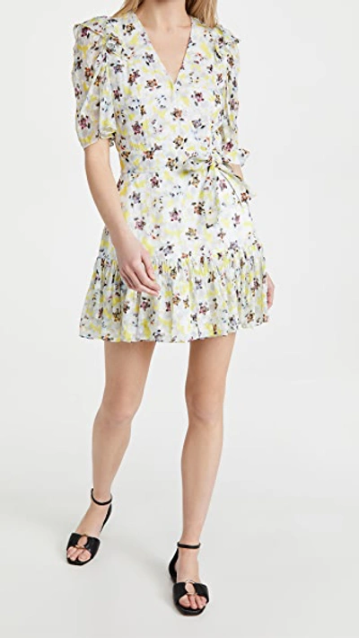 Shop Tanya Taylor Georgina Dress In Small Scale Poppy/neon Yellow