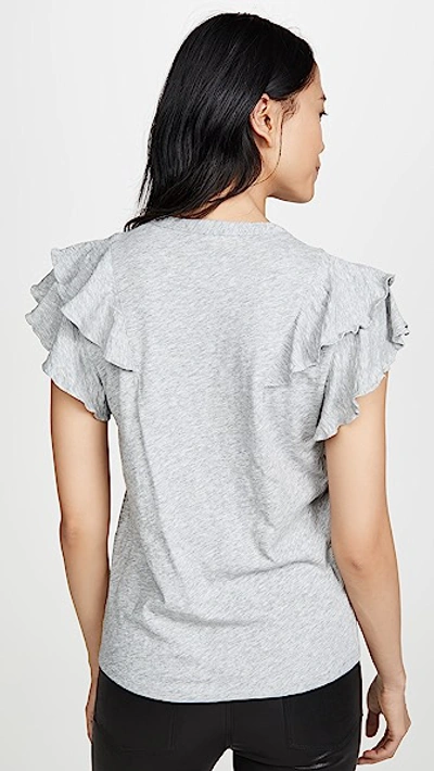 Veronica Beard Jean Bea Short Sleeve Ruffle Tee In Heather Grey