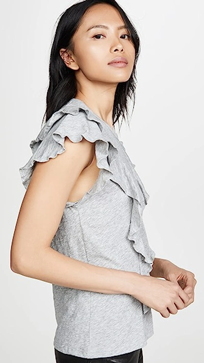 Veronica Beard Jean Bea Short Sleeve Ruffle Tee In Heather Grey
