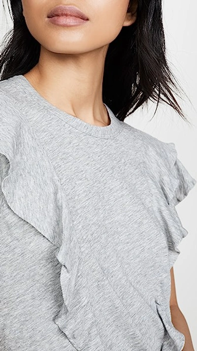 Veronica Beard Jean Bea Short Sleeve Ruffle Tee In Heather Grey
