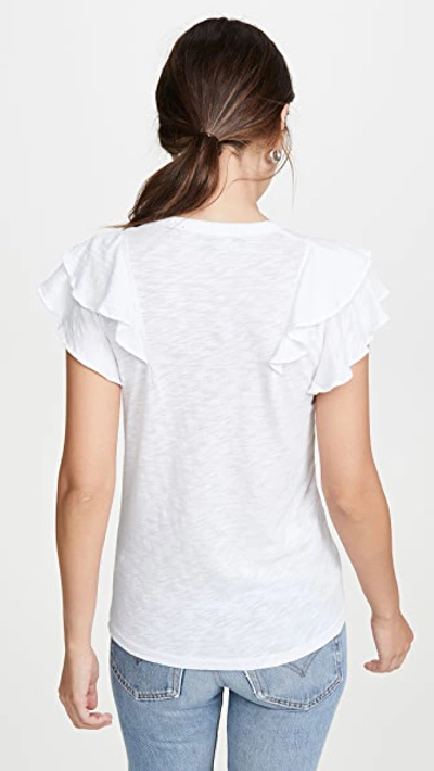Veronica Beard Jean Bea Short Sleeve Ruffle Tee In White